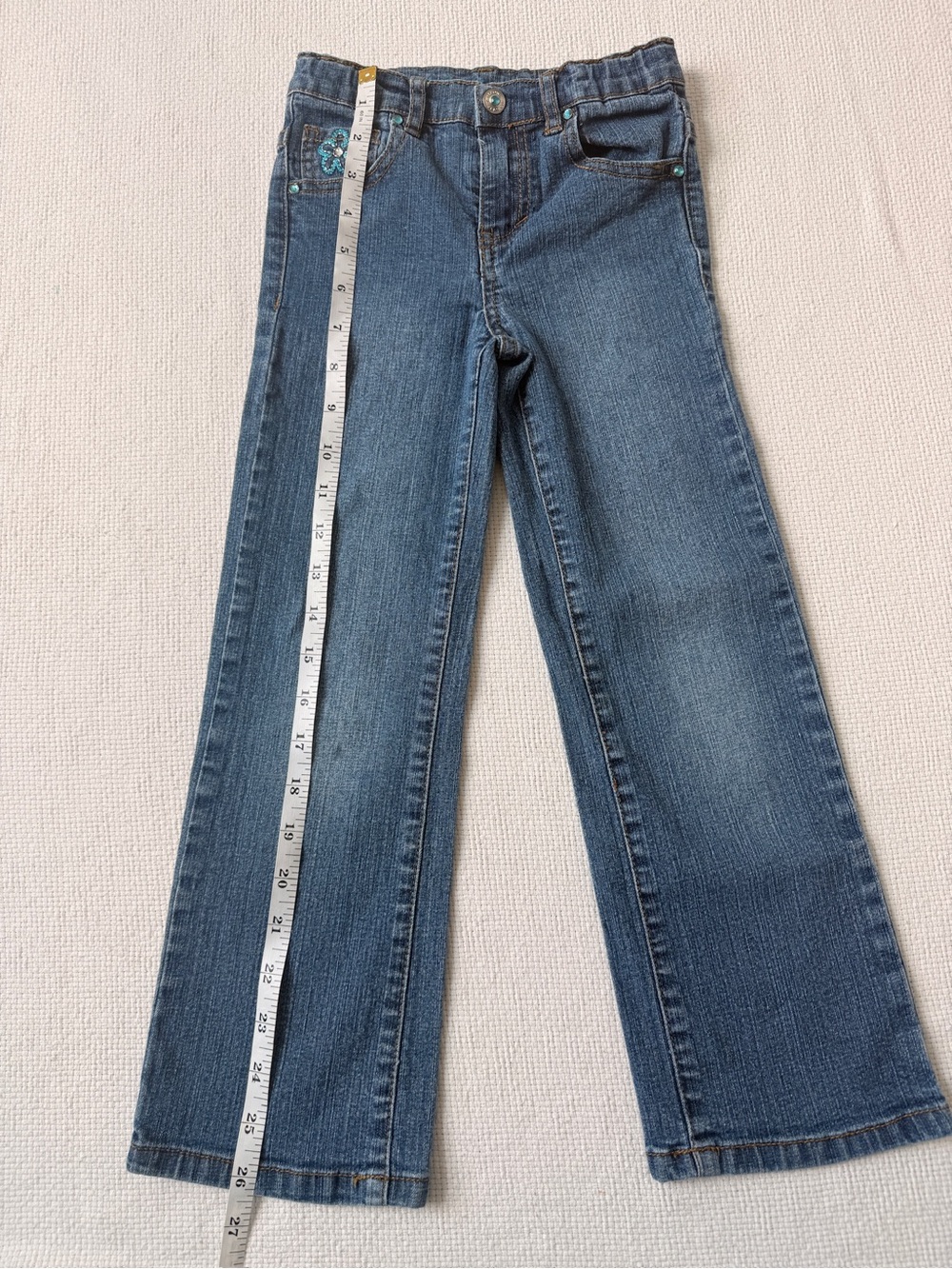 Arizona Jean Company Kids Blue Denim Jeans with Teal Accent - Picture 3 of 9